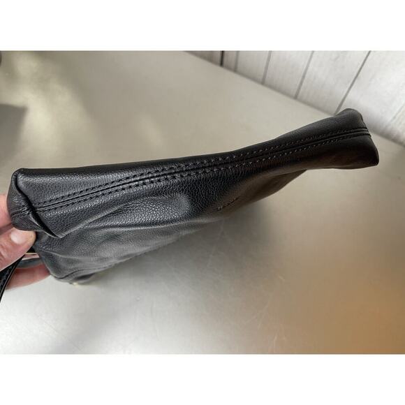 Fossil Black Leather Shoulder Bag Purse Minimalist Small Classic - Picture 4 of 6